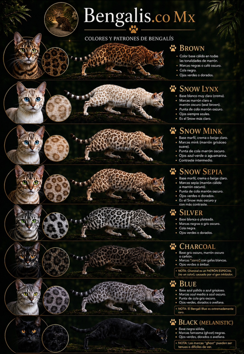 Infografía editorial de colores y patrones Bengal